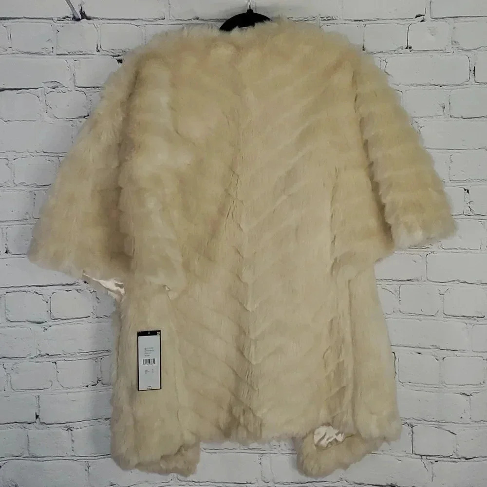 Tahari ASL Women's Faux-Fur Topper Jacket  Champagne Gold Size Small NWT - Picture 8 of 8